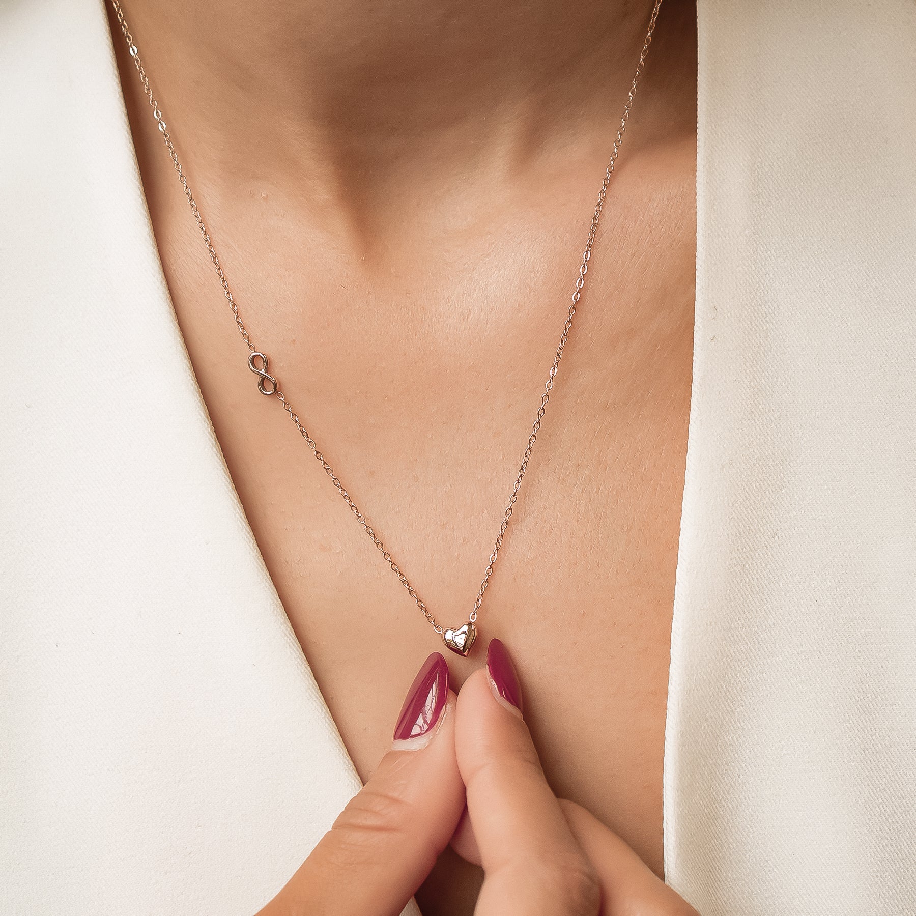 Dainty Infinity Heart Necklace Waterproof