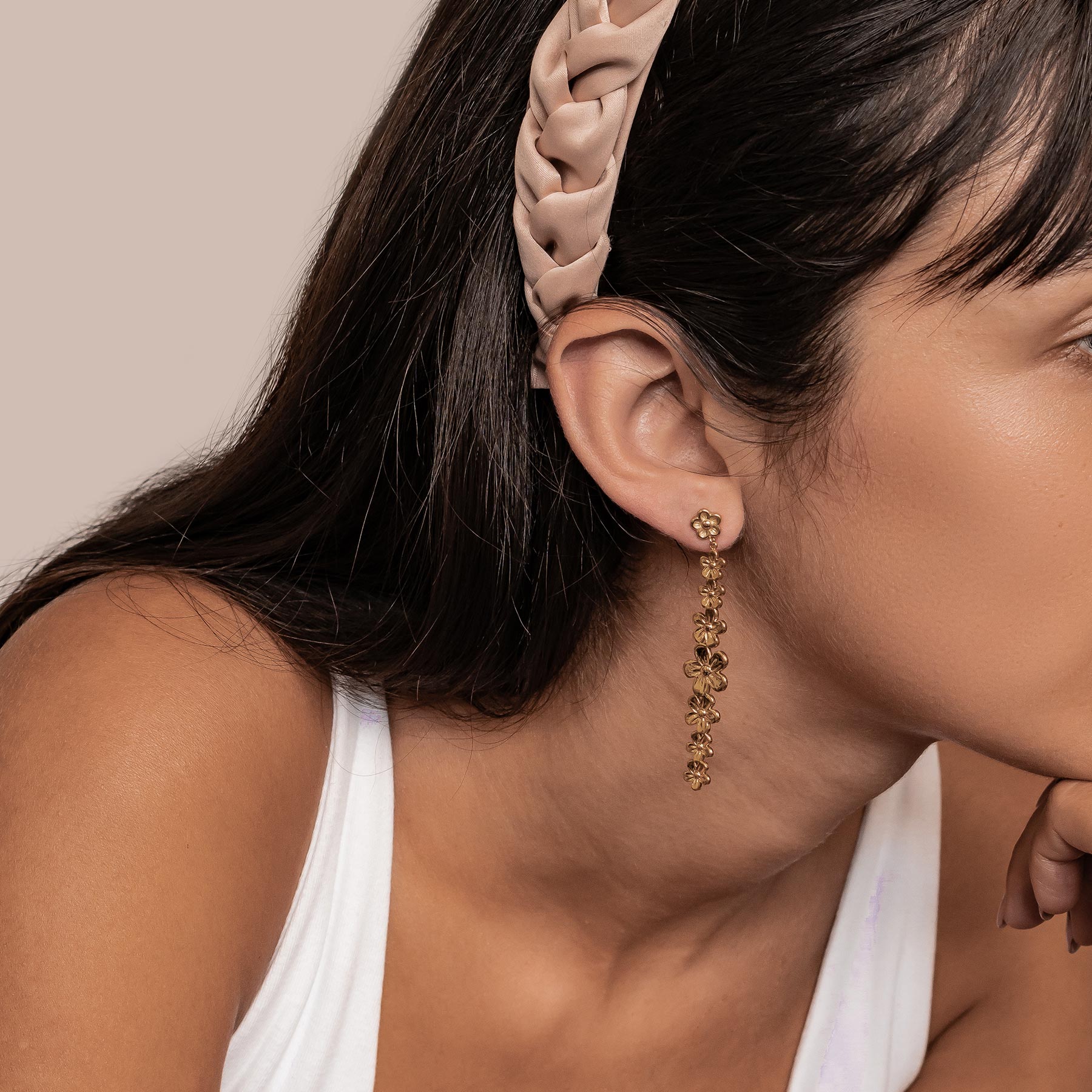 Ohrringe „Gänseblümchen-Kaskade“ – Tropfenform, Wasserdicht