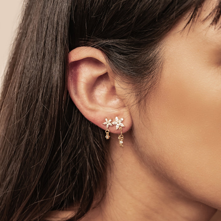 Daisy Drop Earrings Set Sterling Silver