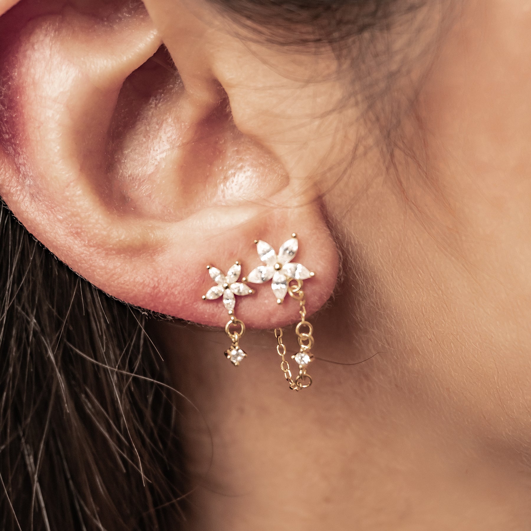 Daisy Drop Earrings Set Sterling Silver