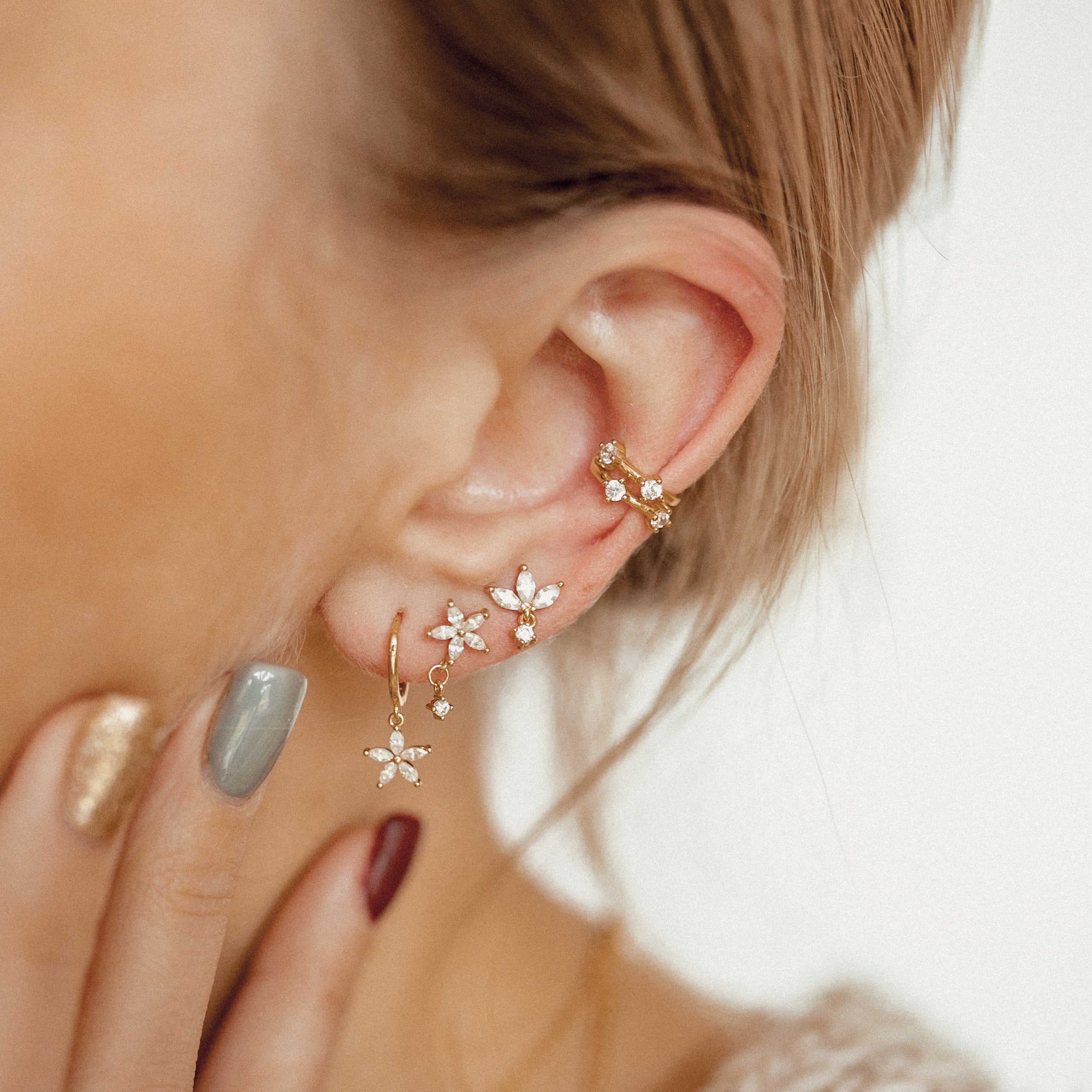 Daisy Drop Earrings Set Sterling Silver