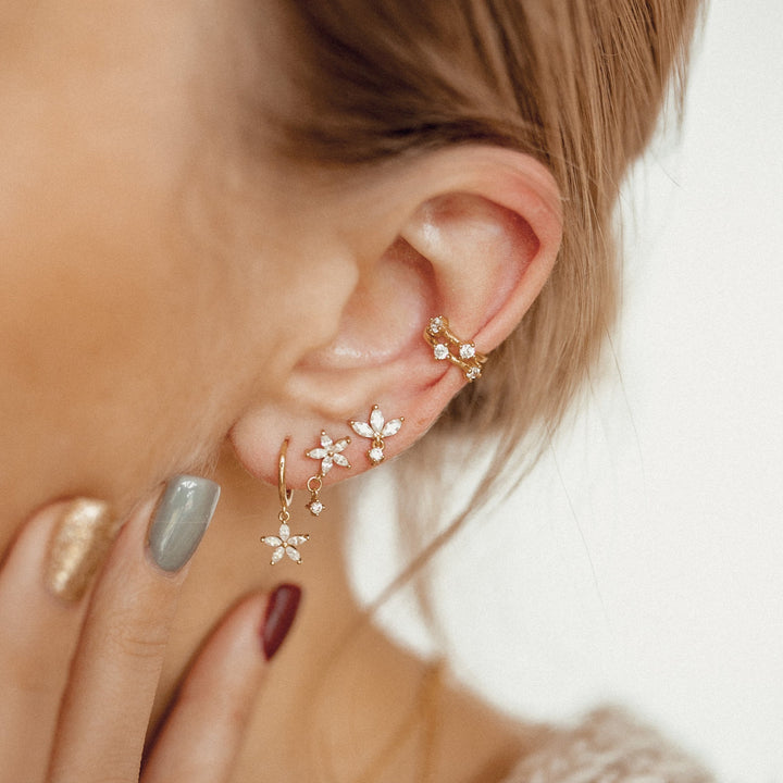 Daisy Drop Earrings Set Sterling Silver