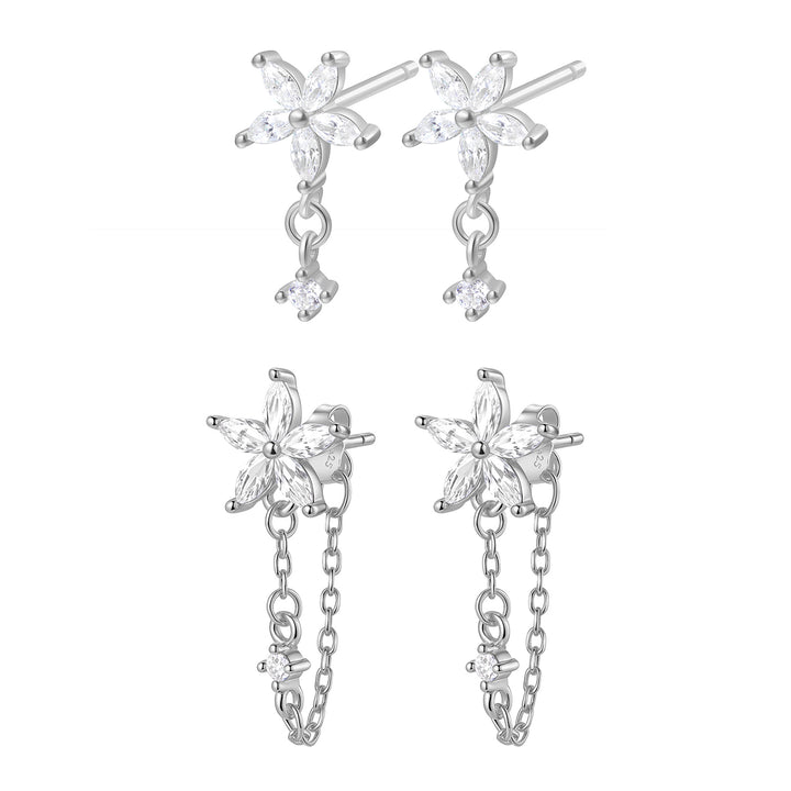 Ensemble Bijoux Pierre Précieuse Fleur Sterling Argent