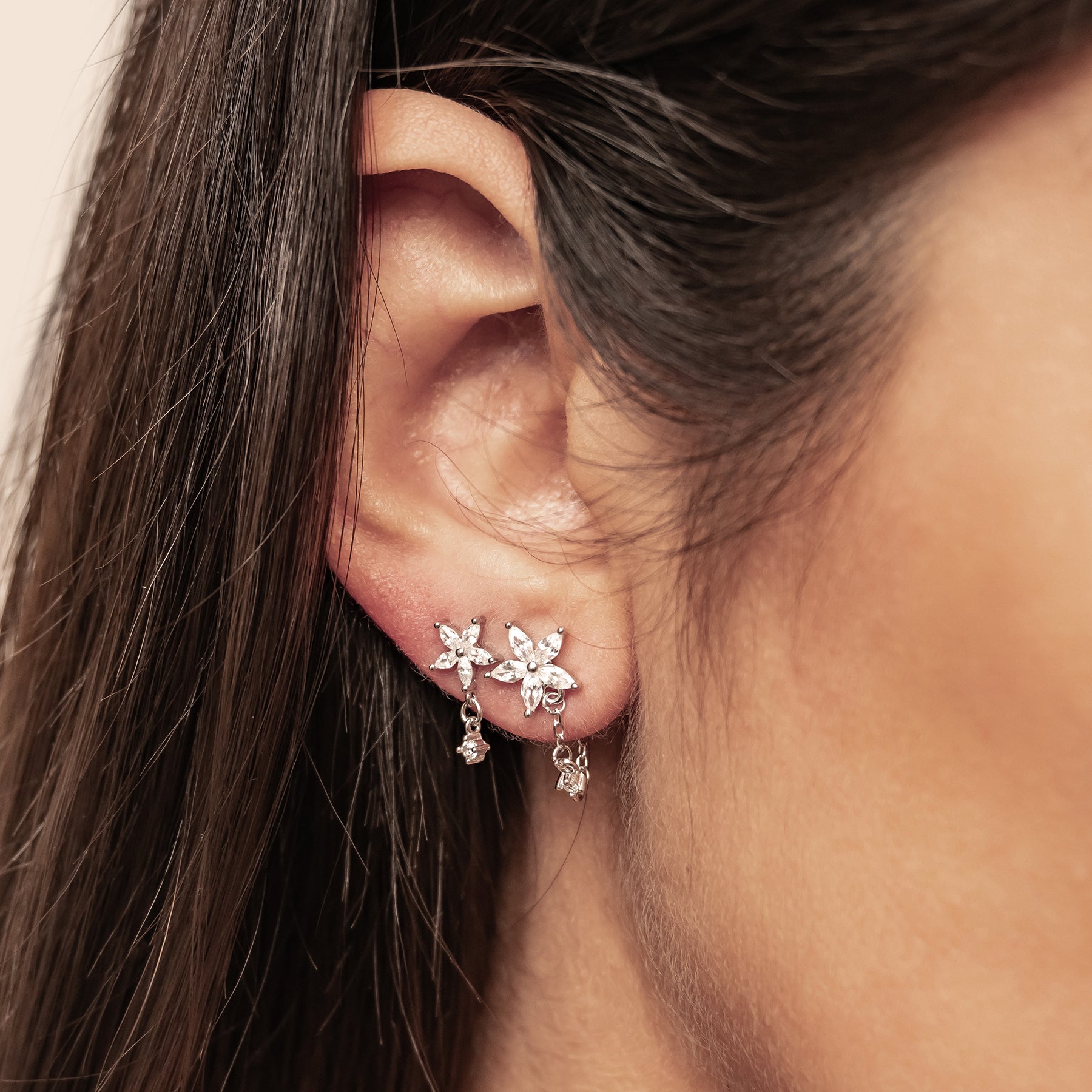 Daisy Drop Earrings Set Sterling Silver