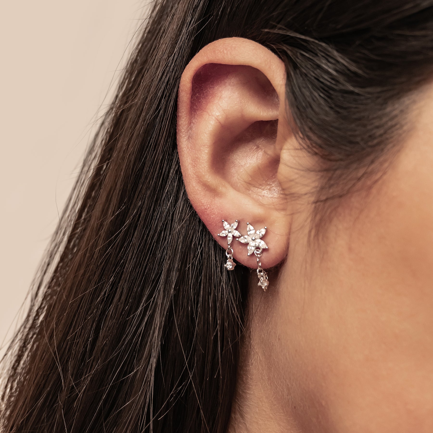 Daisy Drop Earrings Set Sterling Silver