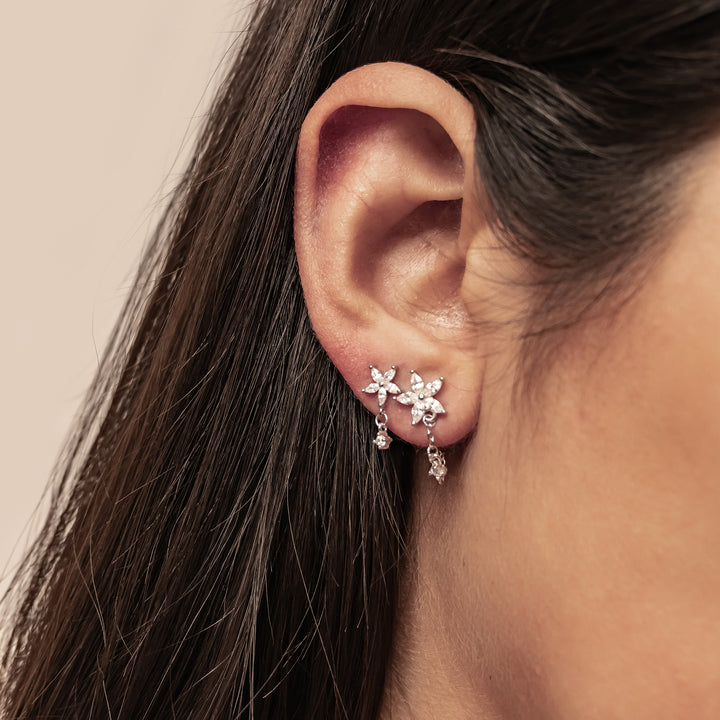Daisy Drop Earrings Set Sterling Silver