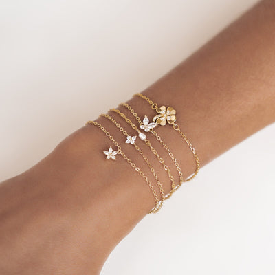 Daisy Pendant Chain Bracelet Sterling Silver Gold