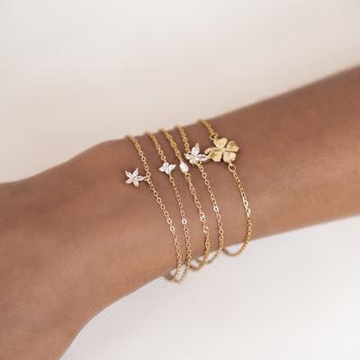 Daisy Pendant Chain Bracelet Sterling Silver Gold
