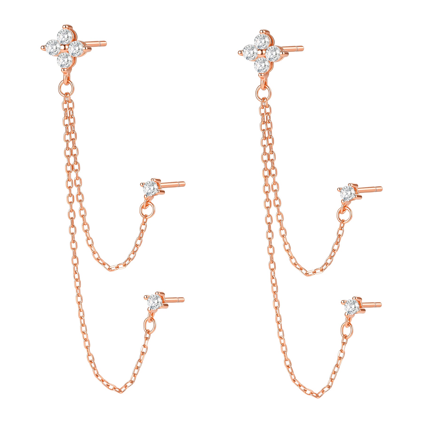Dreifach Blüten-Ohrstecker Sterling Silber