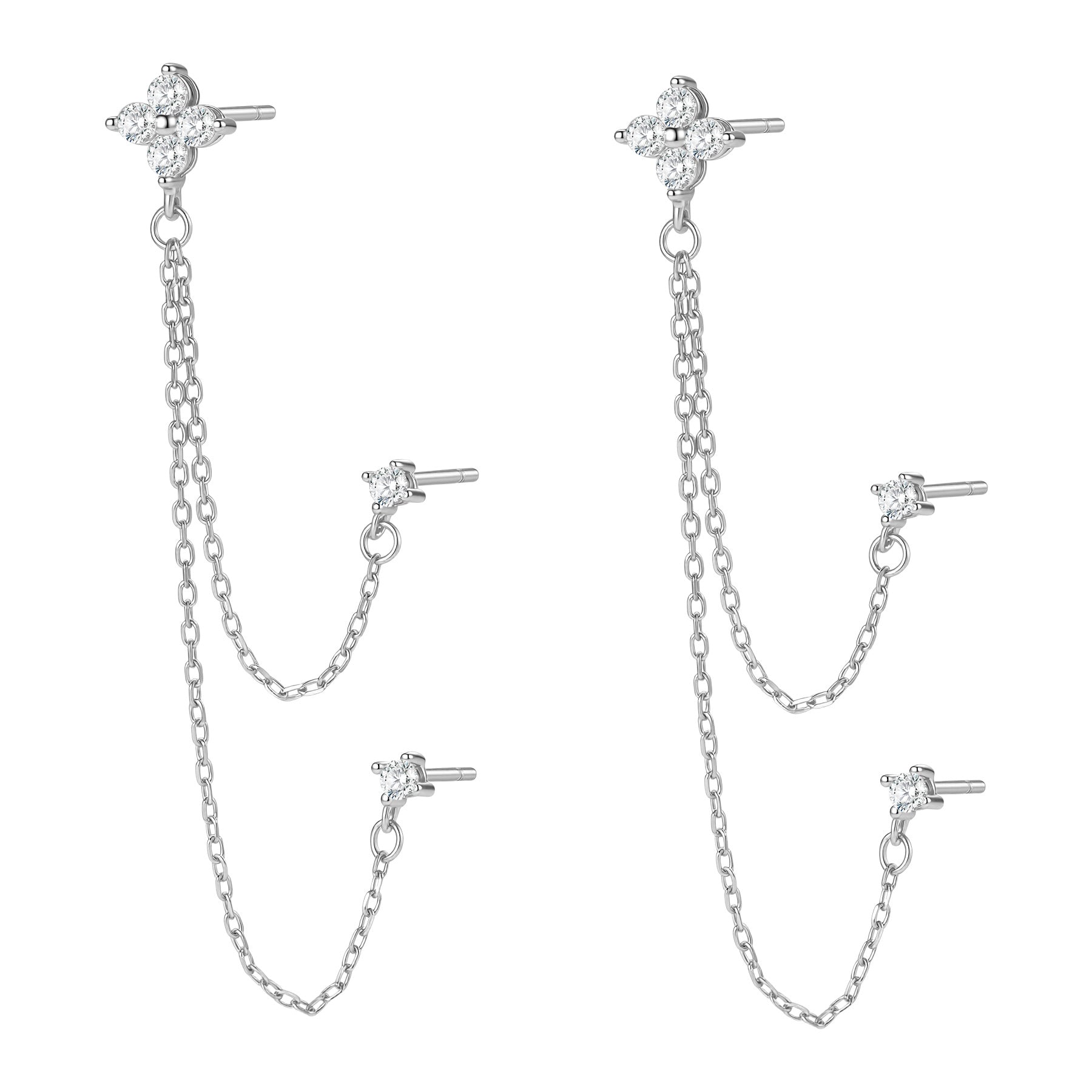 Dreifach Blüten-Ohrstecker Sterling Silber