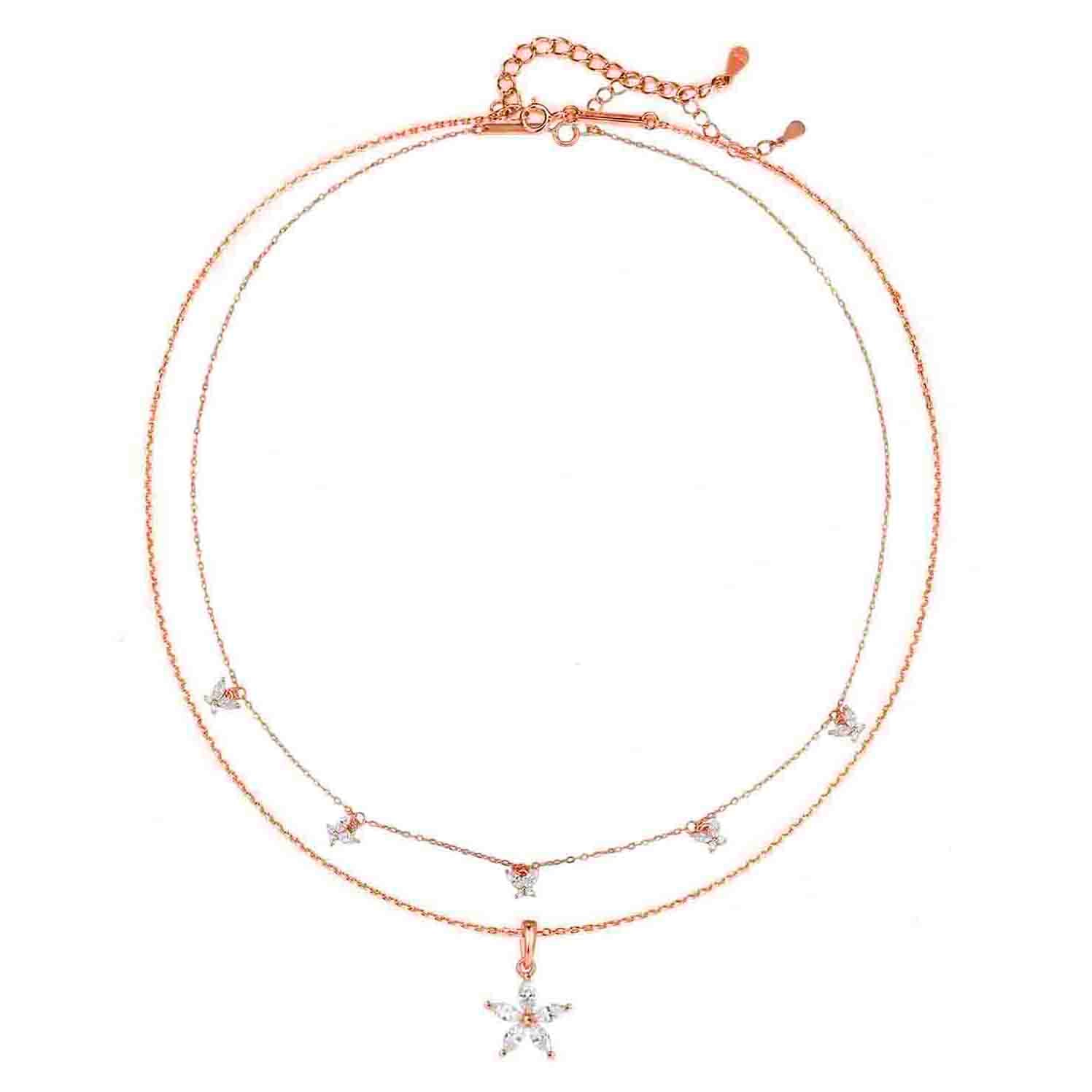 Conjunto de Collares con Margaritas y Mariposas en Oro