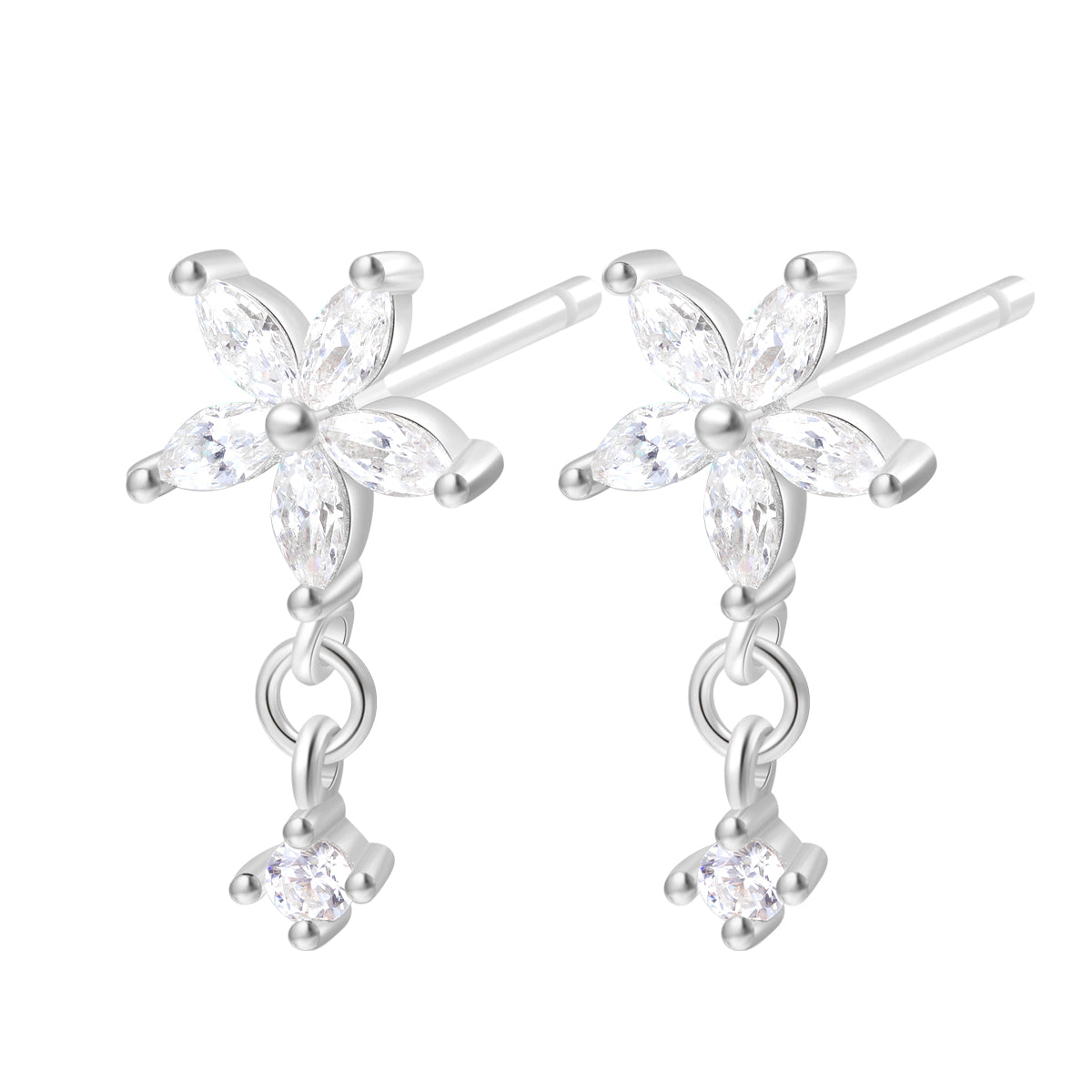 Boucles d'oreilles Pierre Précieuse Fleur Sterling Argent 