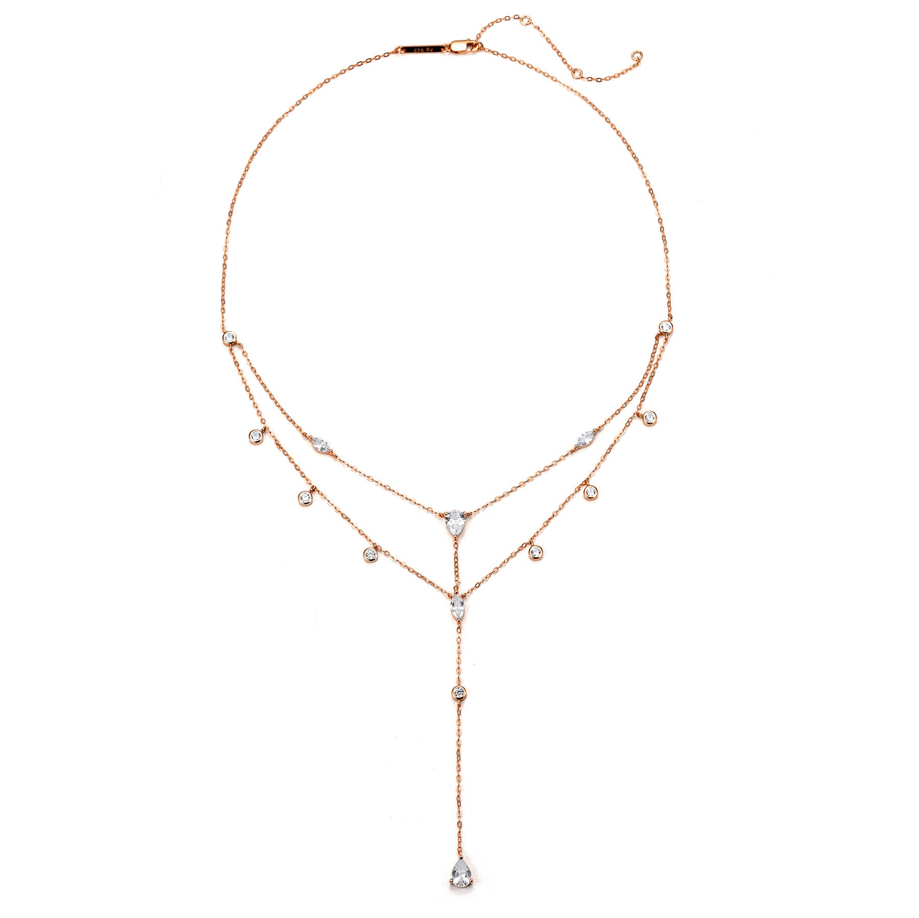 Collier Y Multi Rangs Brillant Argent 925 en Or