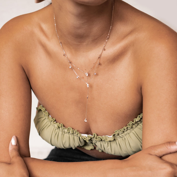 Collier Y Multi Rangs Brillant Argent 925 en Or