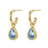 Boucles d’Oreilles Creoles Birthstone Topaze Bleue Decembre Sterling Argent