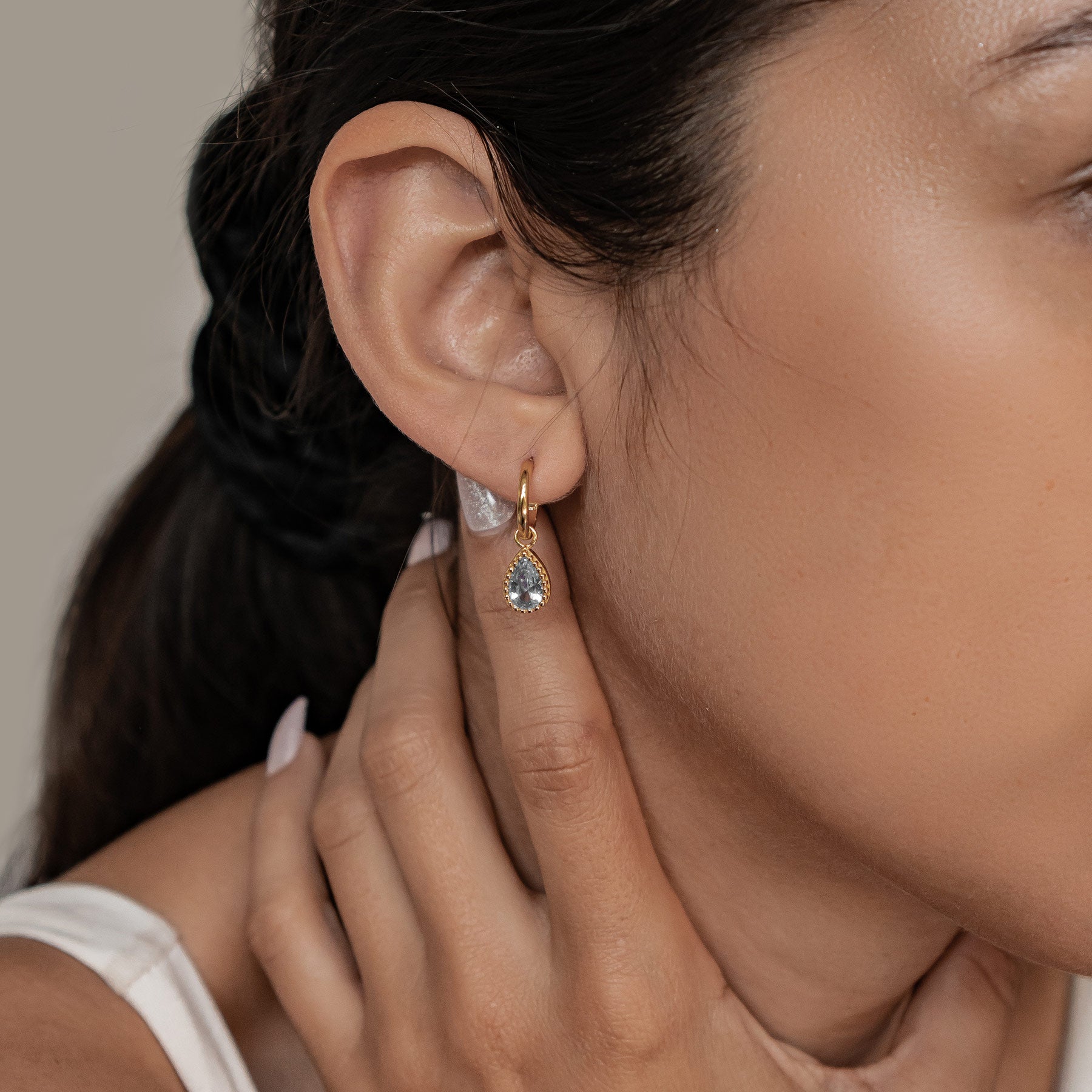 Dezember Blauer Topas Geburtsstein Creolen Sterlingsilber