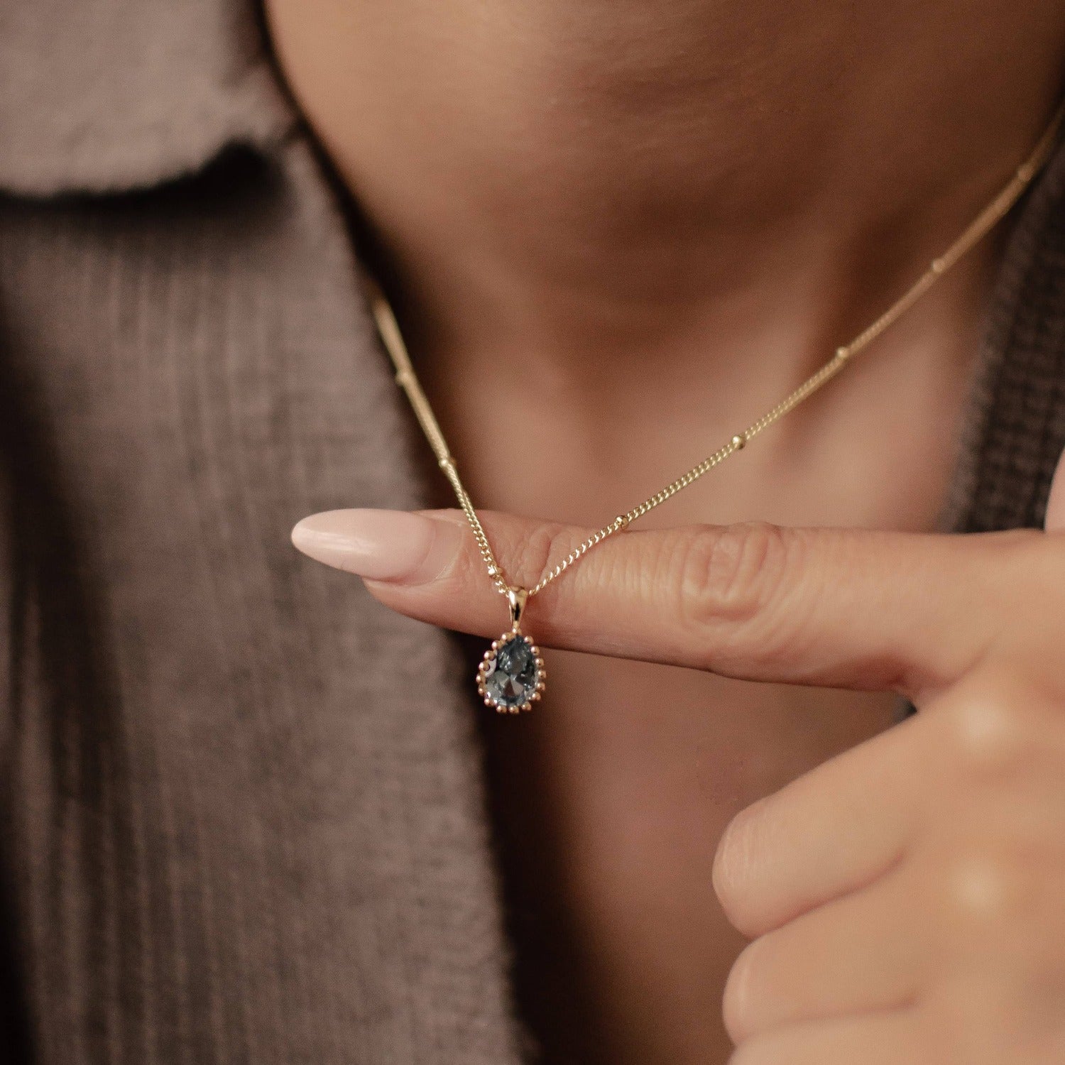 Collar Birthstone Diciembre Topacio Azul Plata de Ley 925 