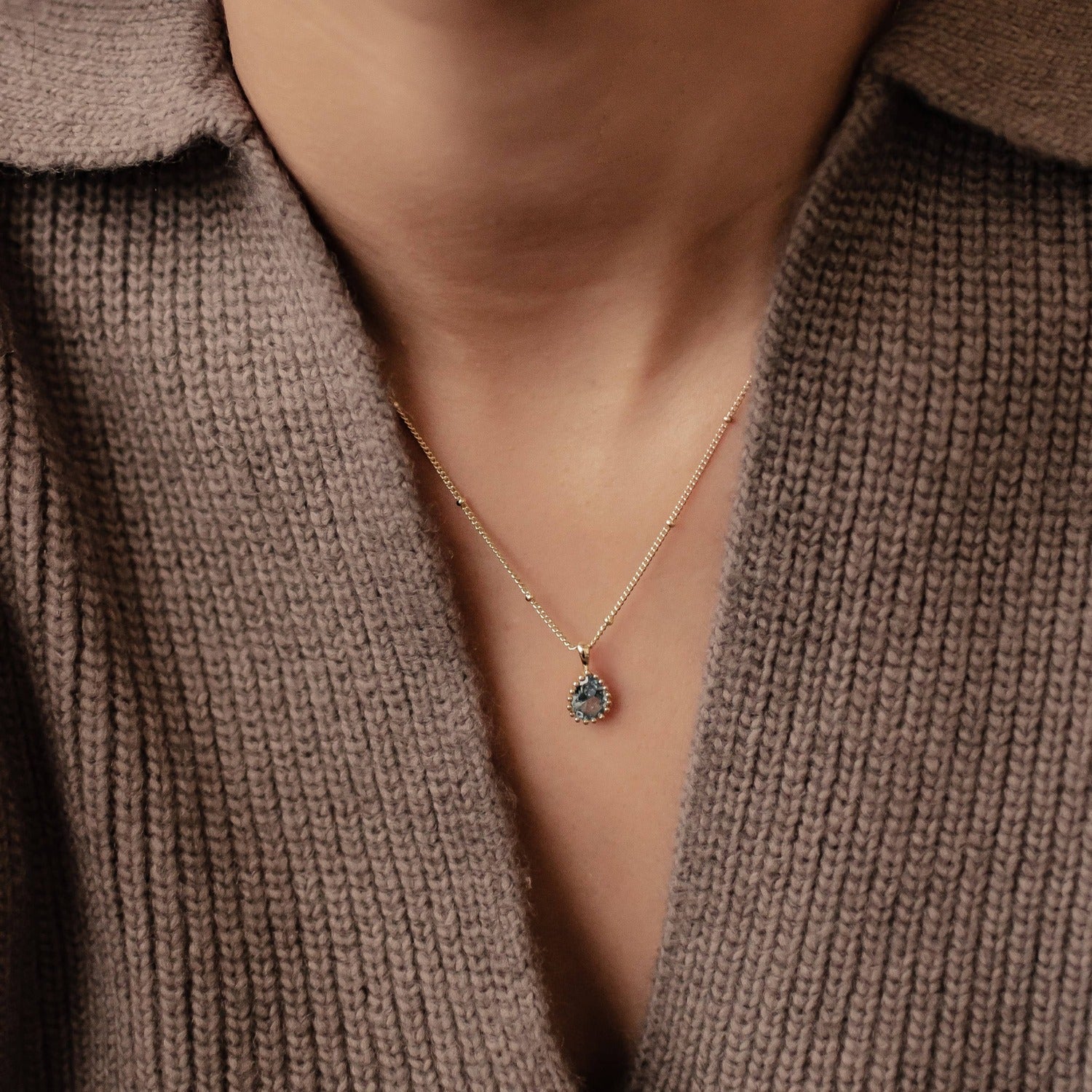 Collar Birthstone Diciembre Topacio Azul Plata de Ley 925 