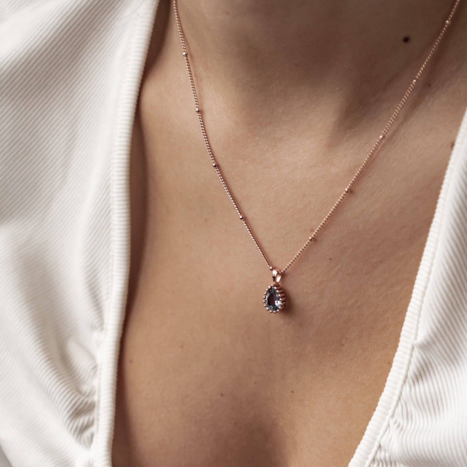 Collar Birthstone Diciembre Topacio Azul Plata de Ley 925 