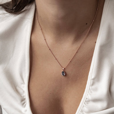 Dezember Blauer Topas Geburtsstein Halskette Sterlingsilber