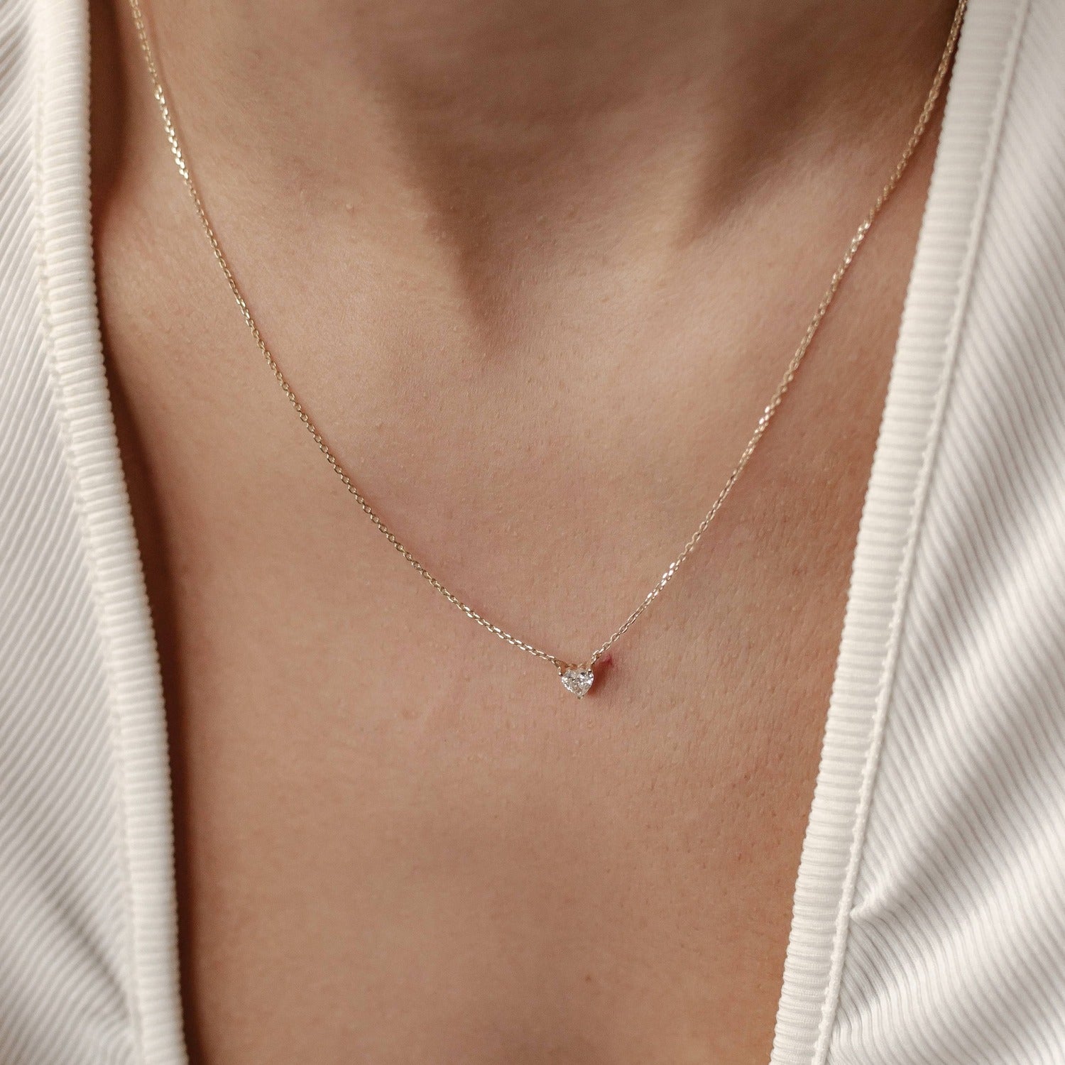 Collier Pendentif Cœur Diamant Or Massif 14 CT