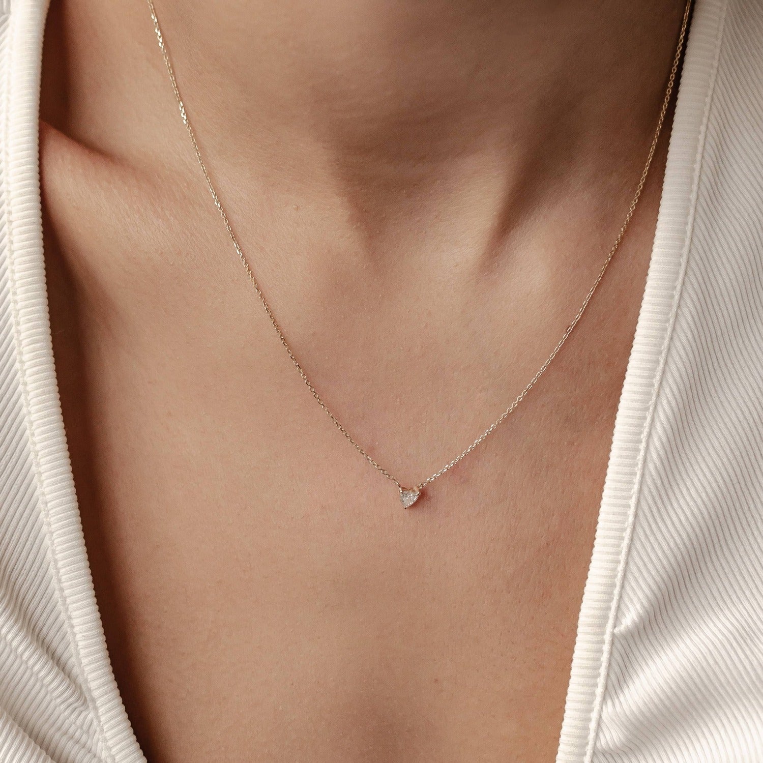 Collier Pendentif Cœur Diamant Or Massif 14 CT