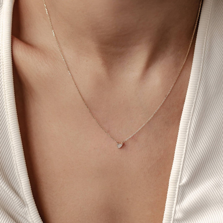 Collier Pendentif Cœur Diamant Or Massif 14 CT