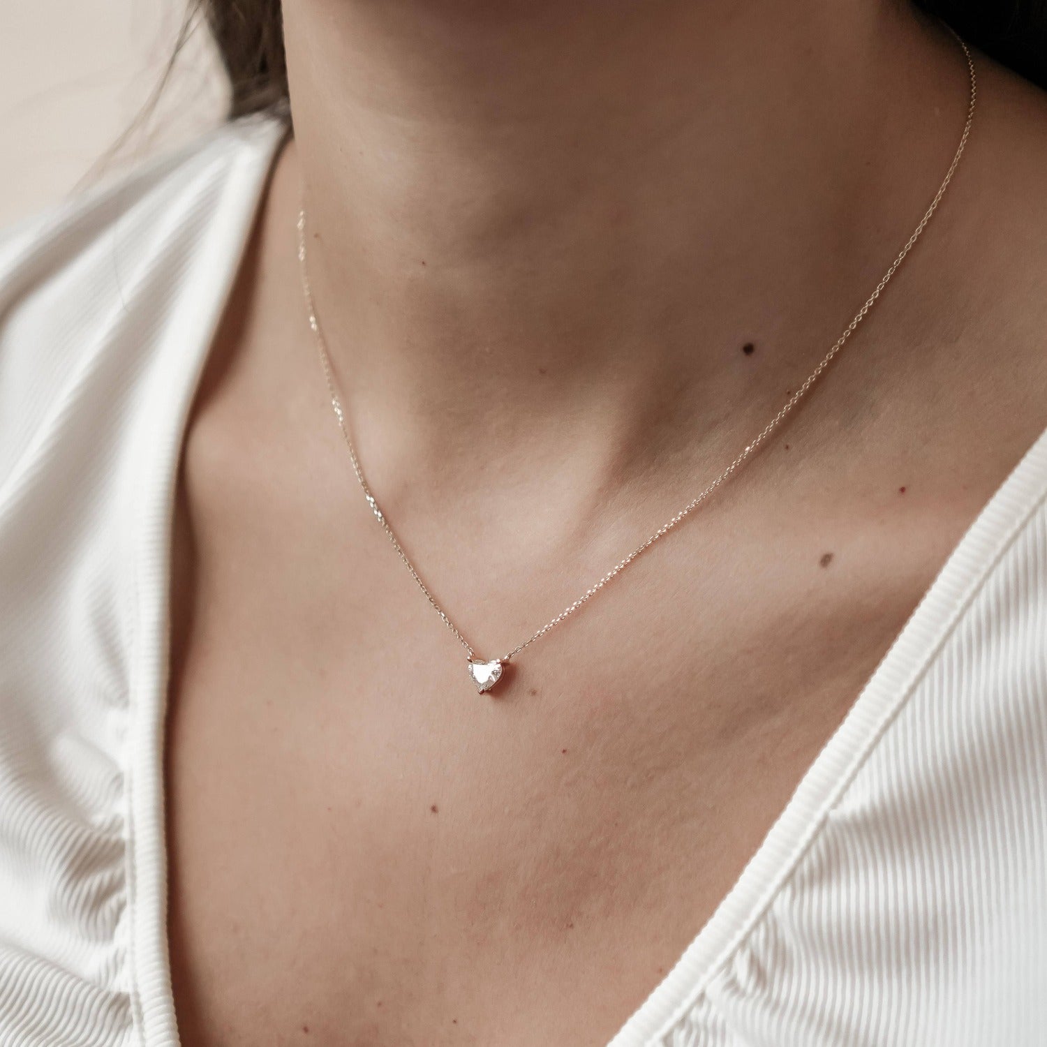 Collier Pendentif Cœur Diamant Or Massif 14 CT