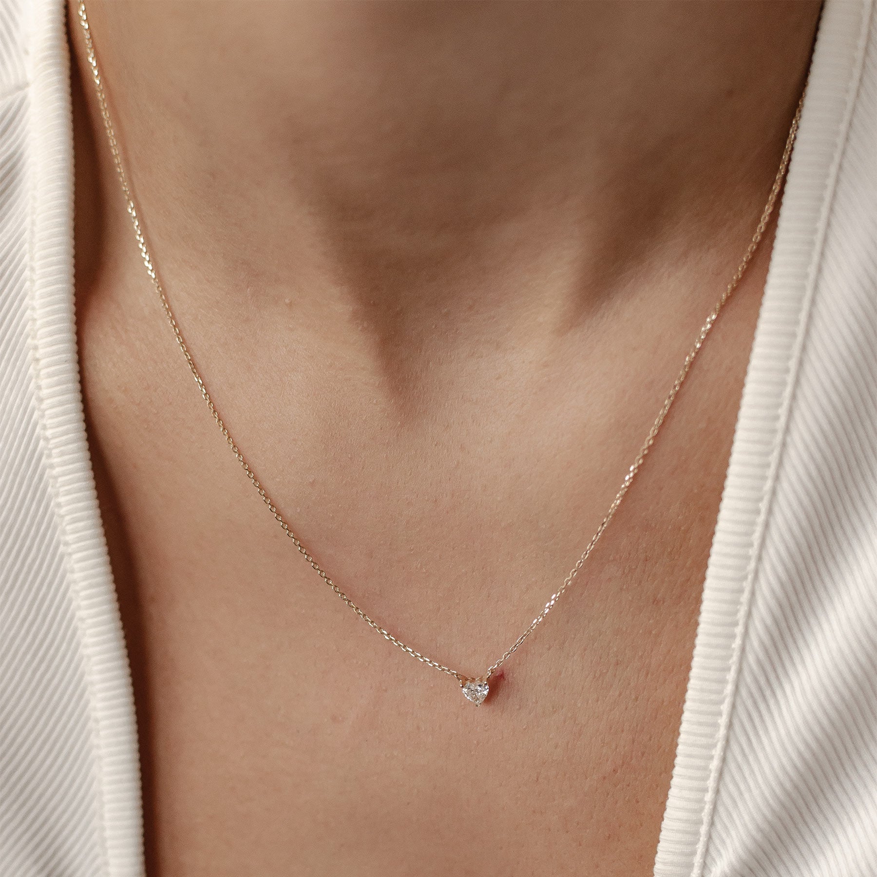 Collier Pendentif Cœur Diamant Or Massif 14 CT