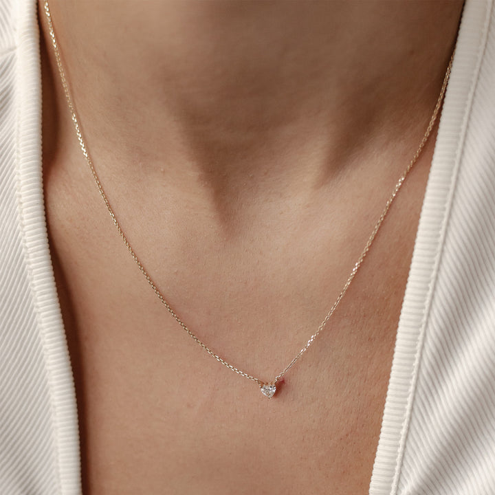 Collier Pendentif Cœur Diamant Or Massif 14 CT