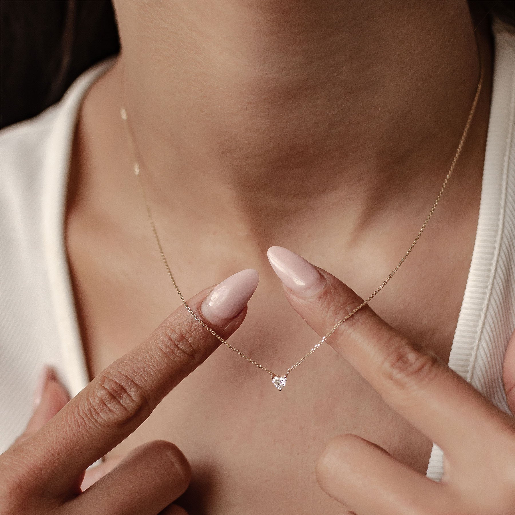 Collier Pendentif Cœur Diamant Or Massif 14 CT