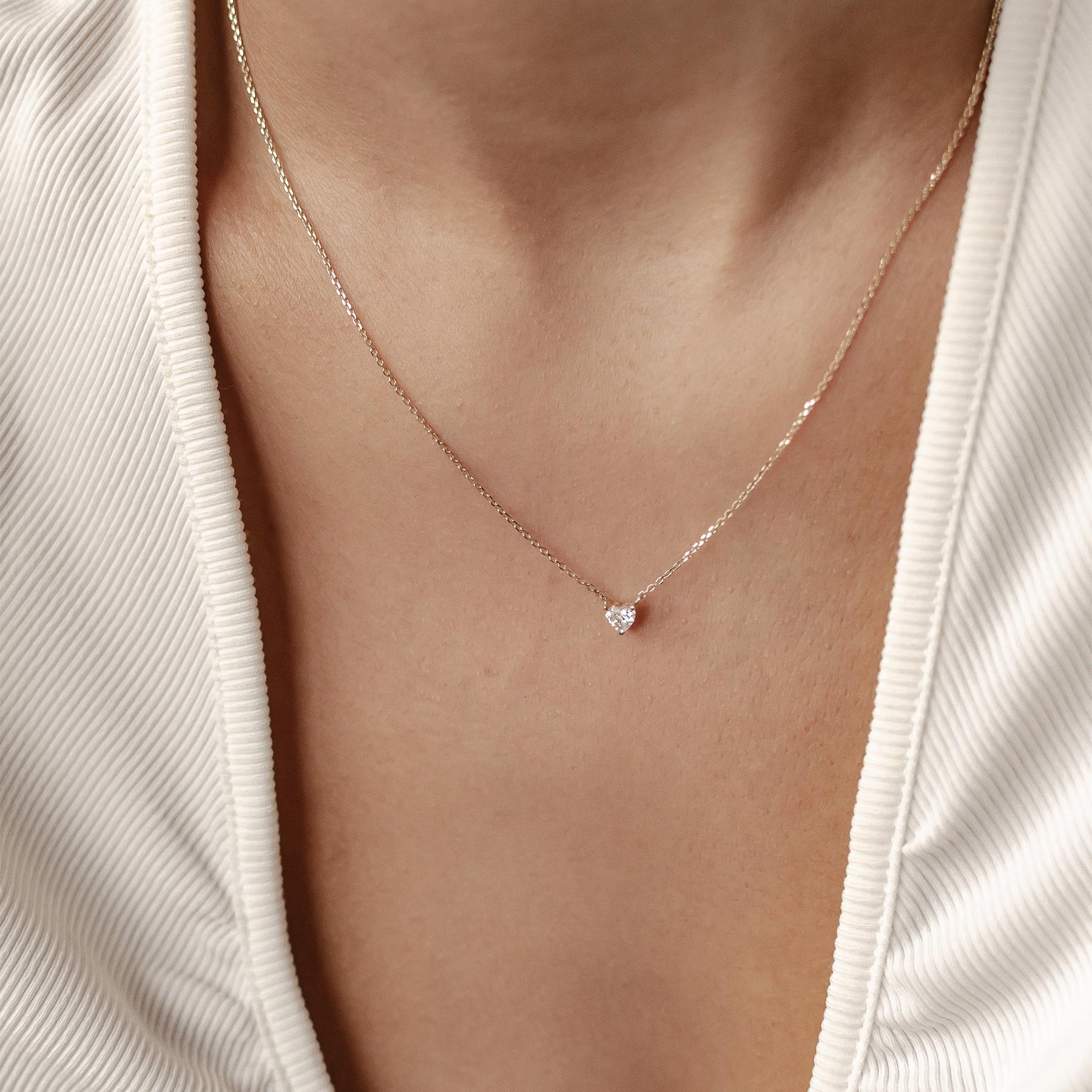 Collier Pendentif Cœur Diamant Or Massif 14 CT