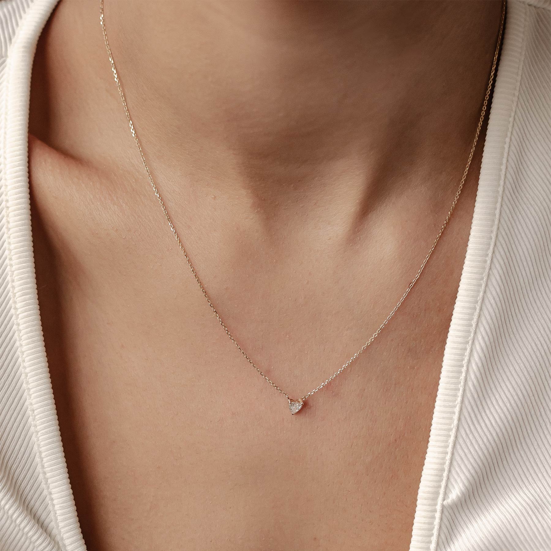 Collier Pendentif Cœur Diamant Or Massif 14 CT