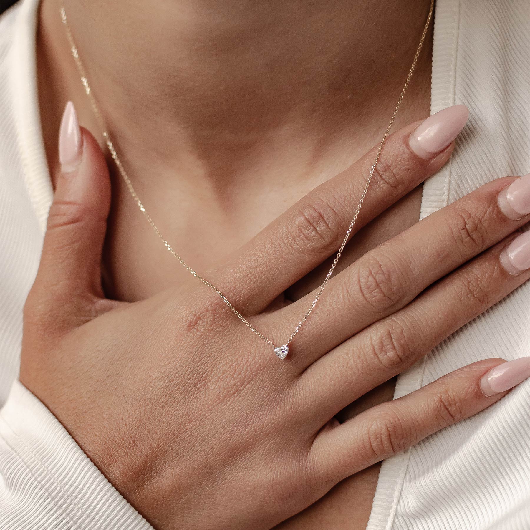 Collier Pendentif Cœur Diamant Or Massif 14 CT