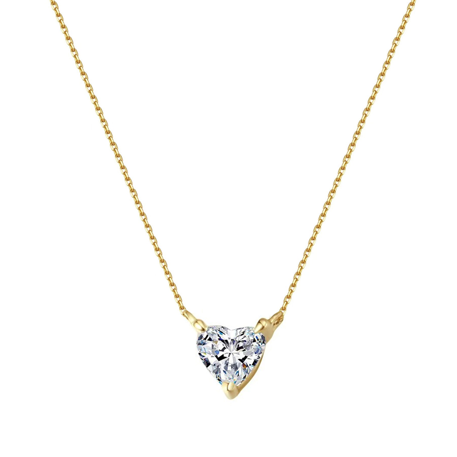 Collier Pendentif Cœur Diamant Or Massif 14 CT