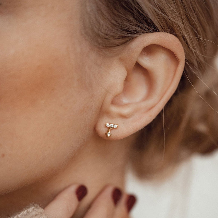 Dewdrop Stud Earrings Sterling Silver Gold