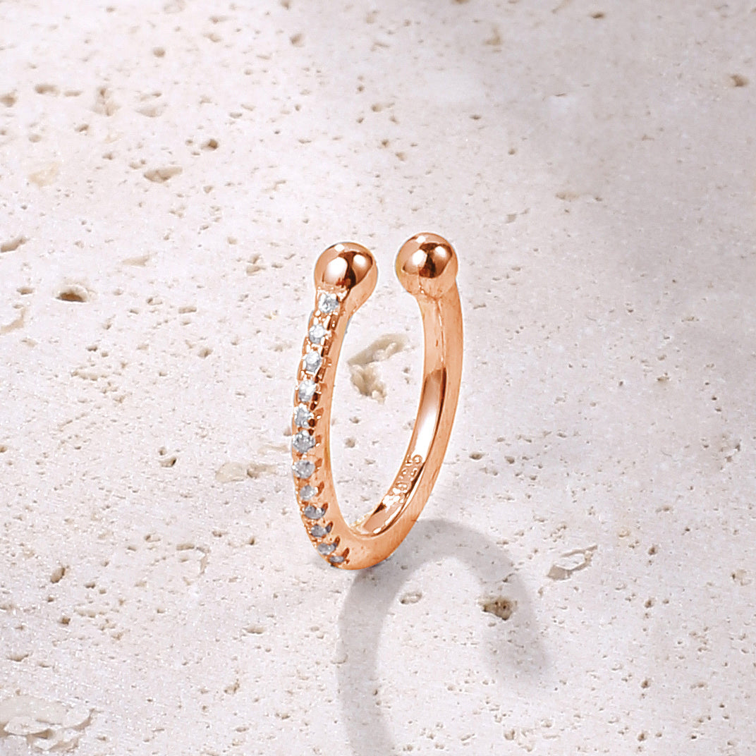 Strass Ear Cuff Ohrring Sterlingsilber in Gold