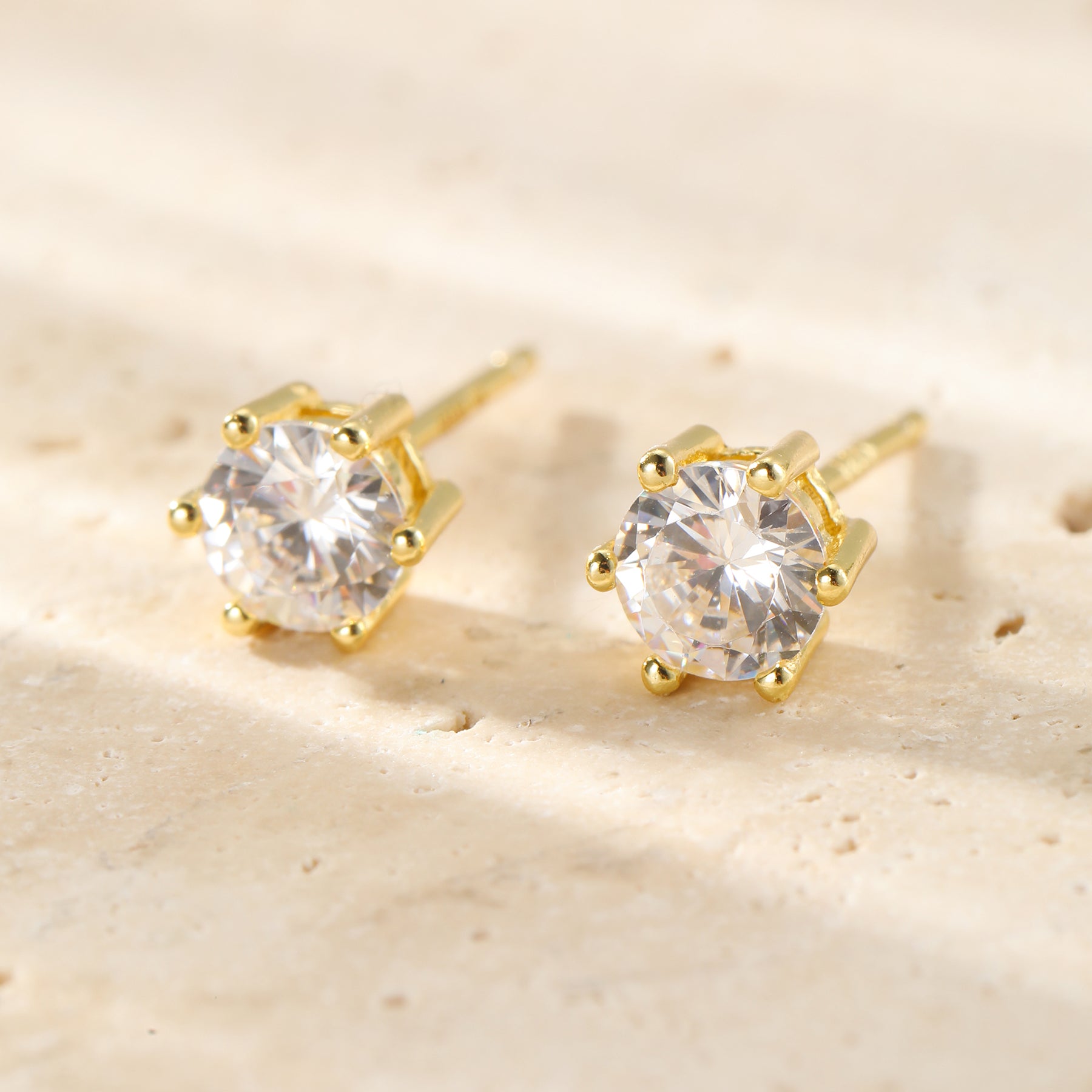 Diamond Gemstone Stud Earrings Sterling Silver