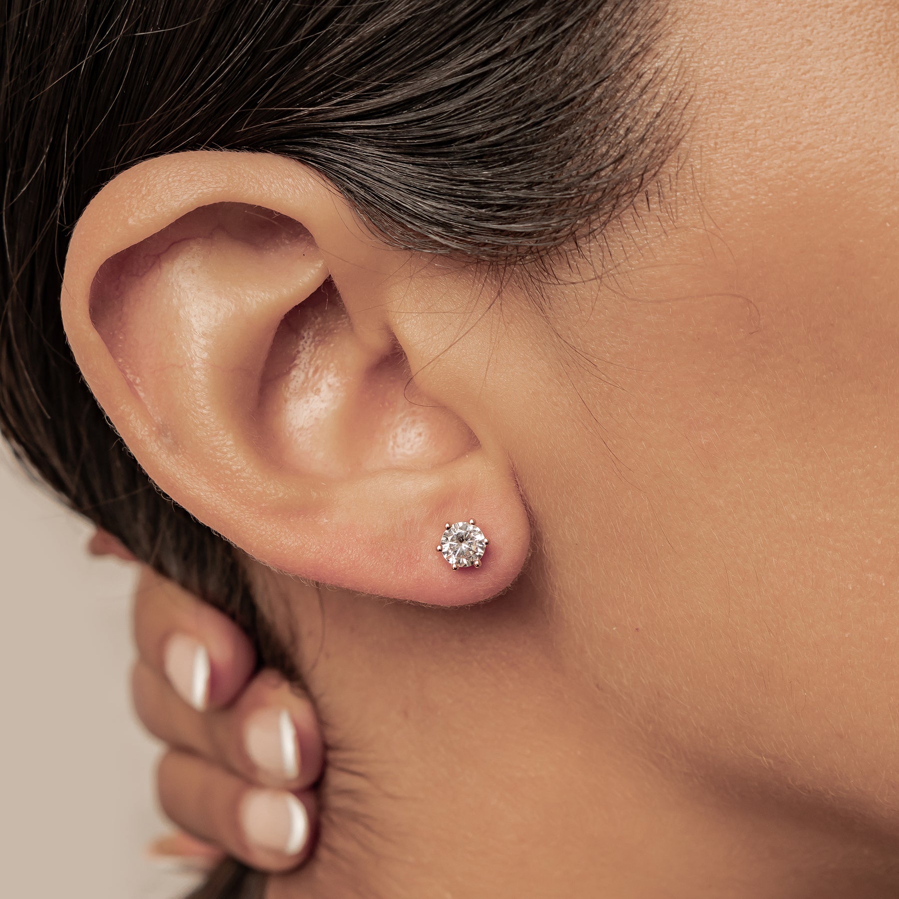 Diamond Gemstone Stud Earrings Sterling Silver