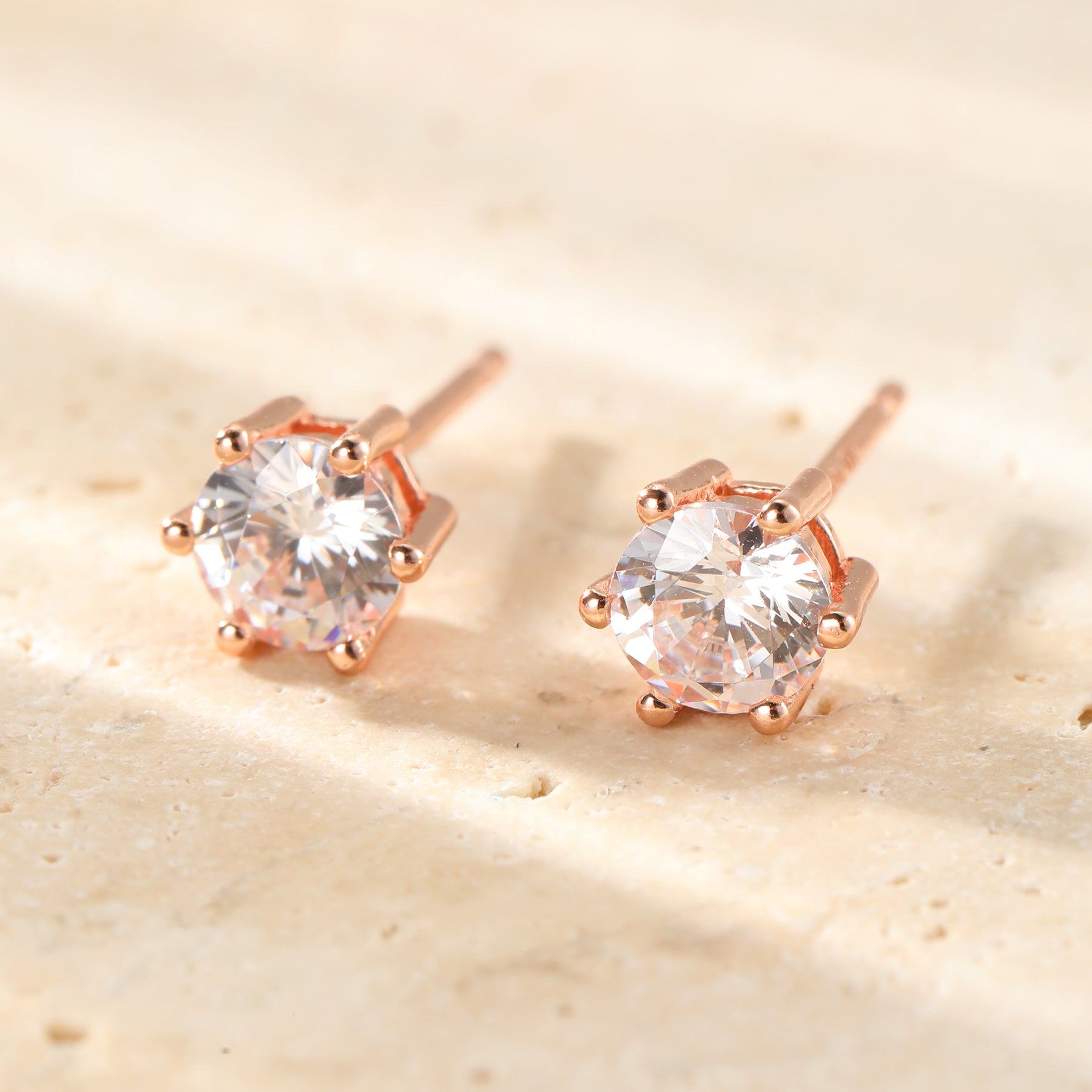 Diamond Gemstone Stud Earrings Sterling Silver