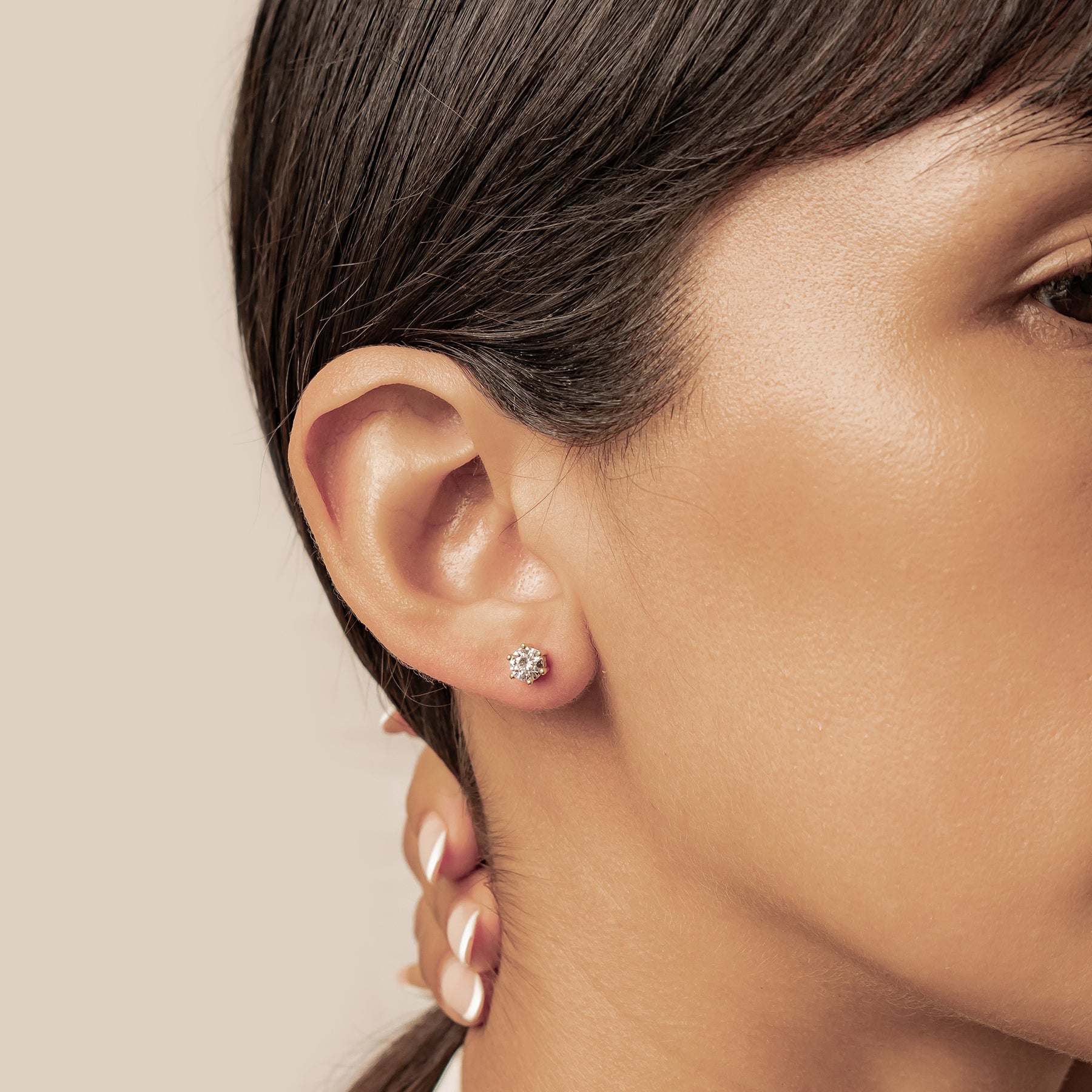 Diamond Gemstone Stud Earrings Sterling Silver