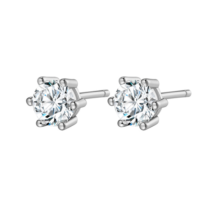 Diamond Gemstone Stud Earrings Sterling Silver