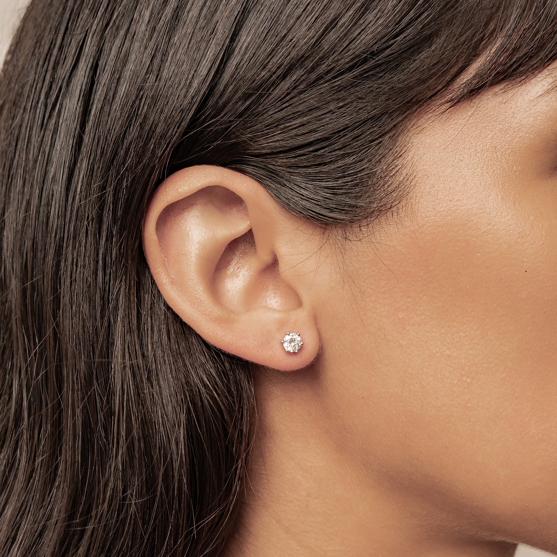 Diamond Gemstone Stud Earrings Sterling Silver