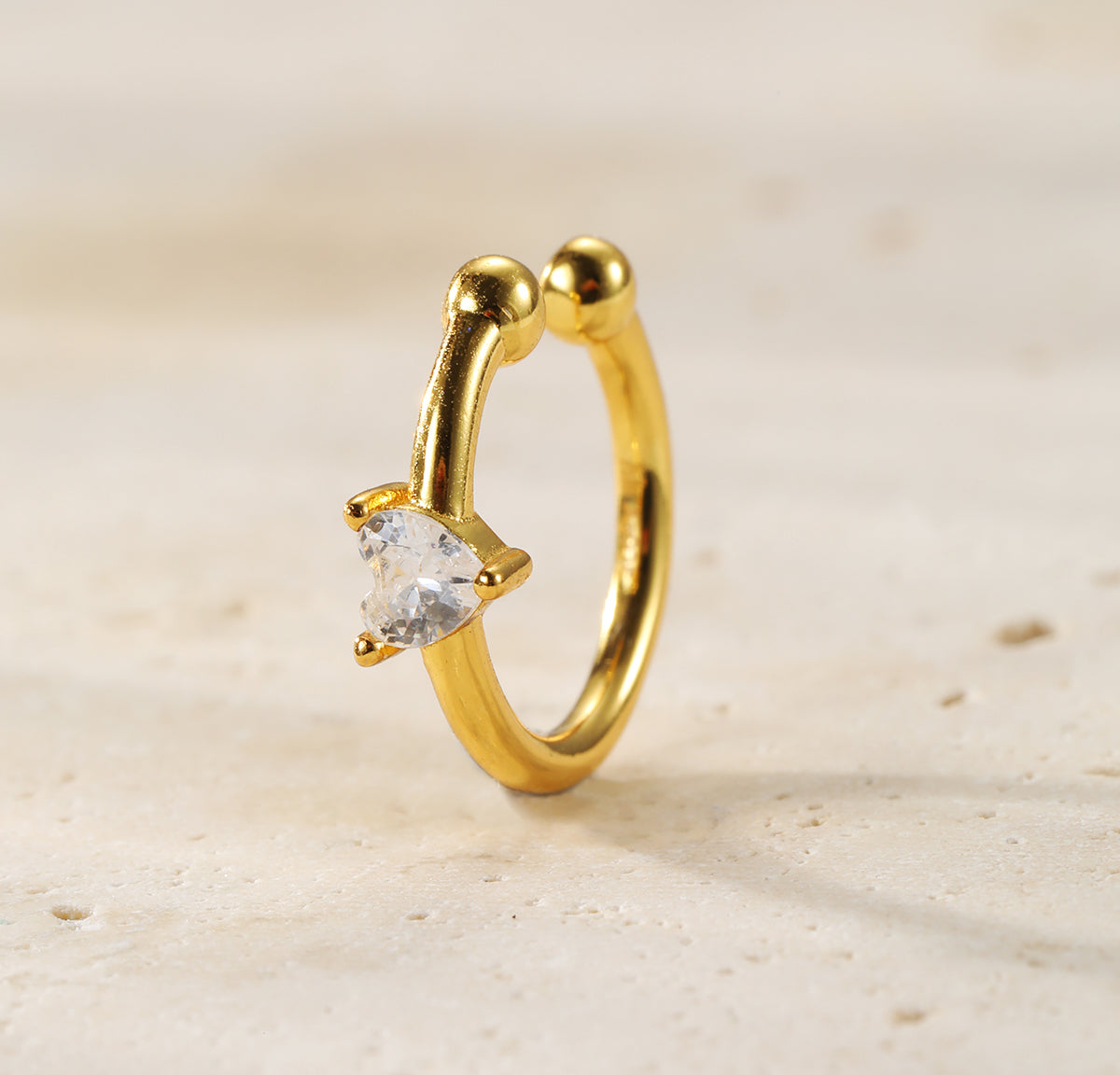 Diamond Heart Ear Cuff Sterling Silver