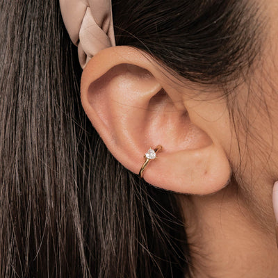 Diamant-Herz Ear Cuff – 925er Sterlingsilber