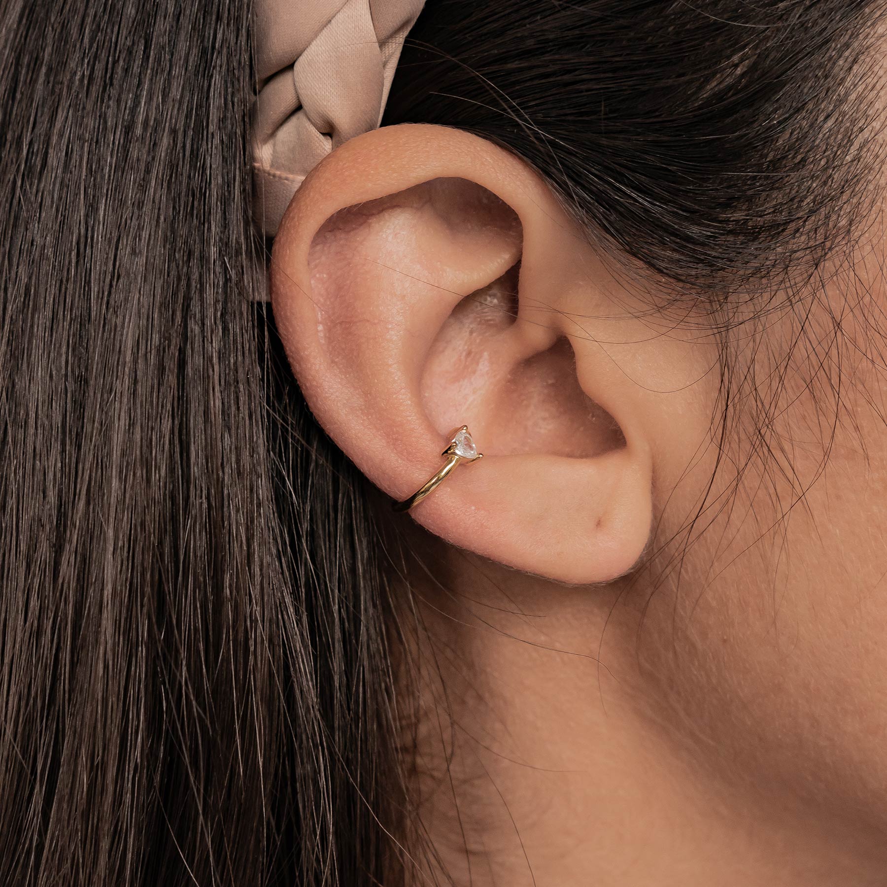 Diamond Heart Ear Cuff Sterling Silver