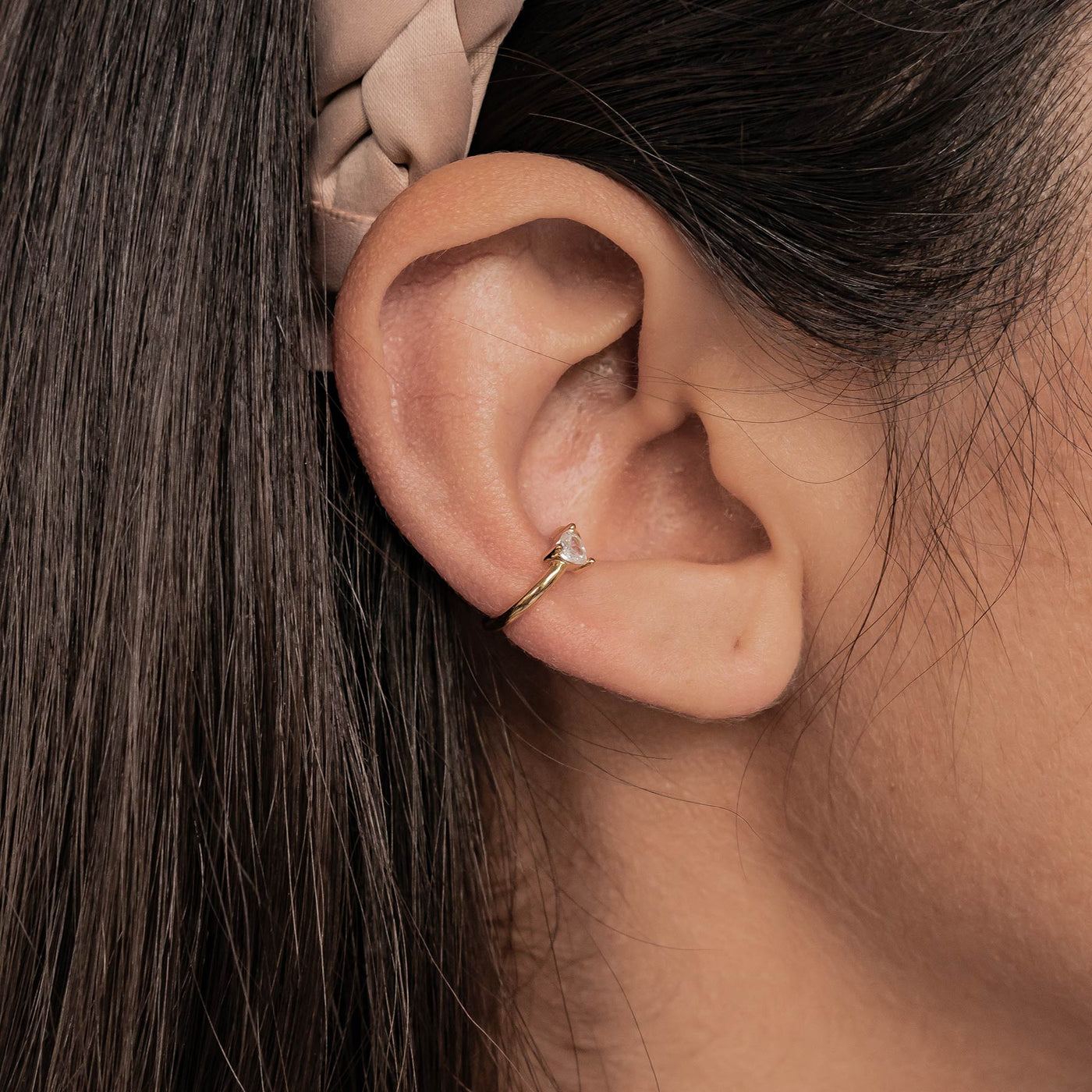 Diamant-Herz Ear Cuff – 925er Sterlingsilber