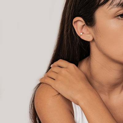 Diamant-Herz Ear Cuff – 925er Sterlingsilber