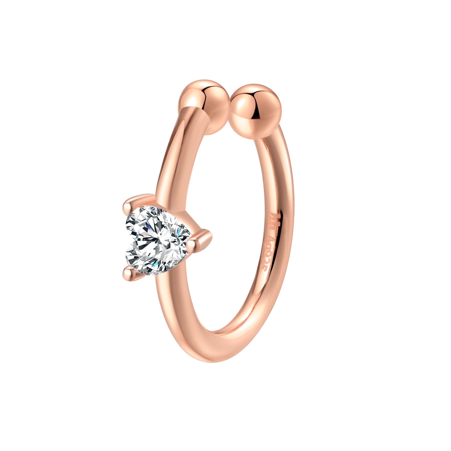 Diamond Heart Ear Cuff Sterling Silver