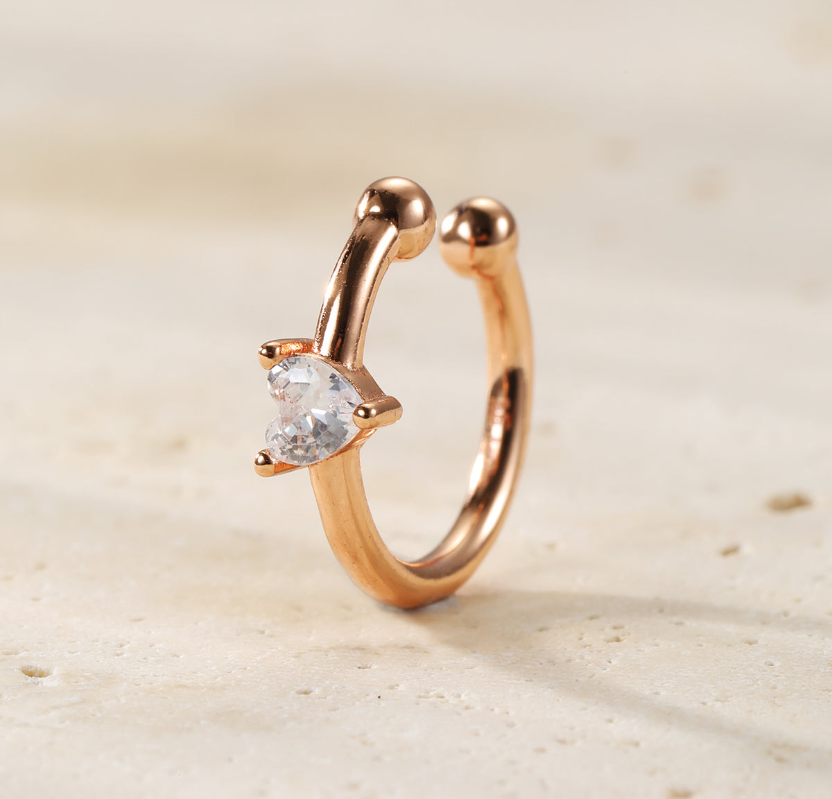 Diamond Heart Ear Cuff Sterling Silver